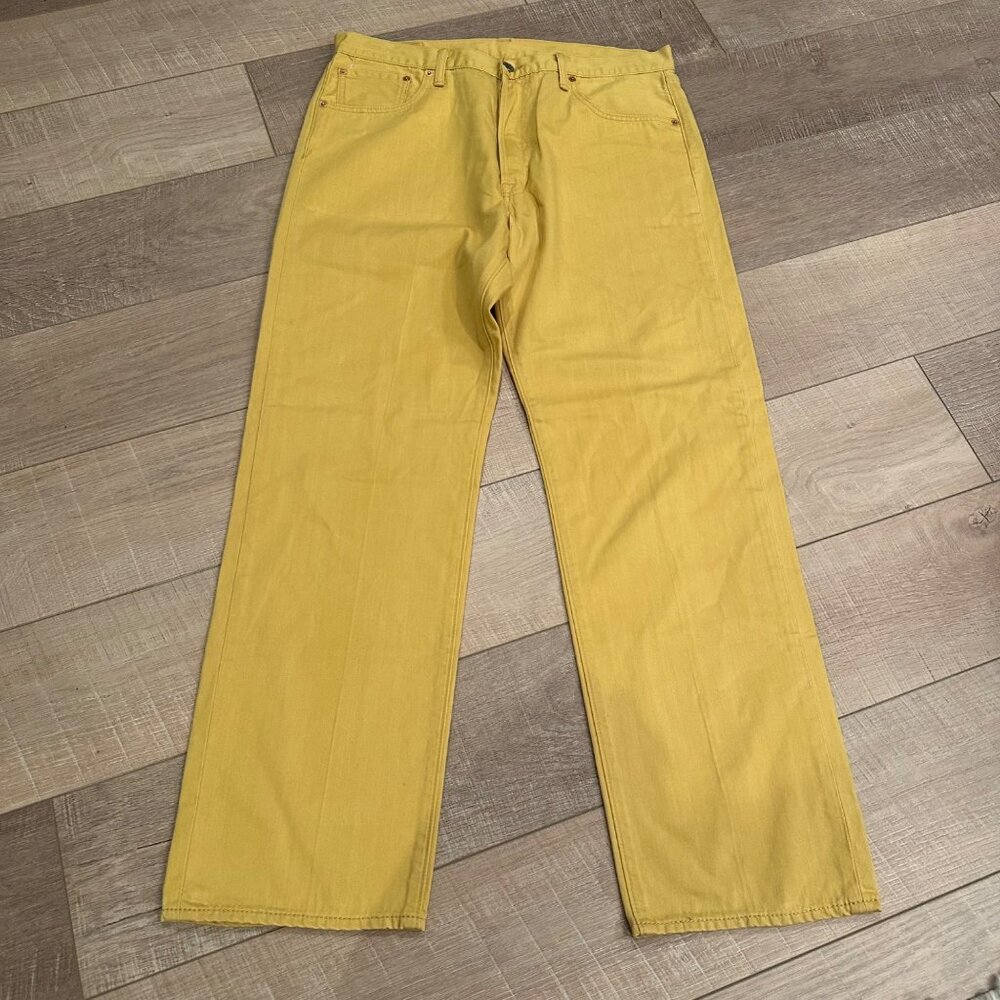 LEVI'S MENS MUSTARD YELLOW DENIM JEANS 36 X 32 STYLE 501